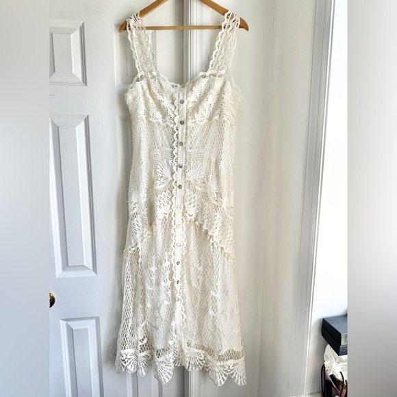 NWT FARM Rio Off White Nautical Guipere Crochet Midi Dress, Sz M - Picture 3 of 7